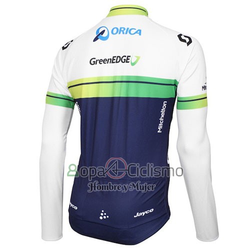 Orica Verdeedge Ropa Ciclismo Culotte Largo 2016 Mangas Largas Blanco y Azul